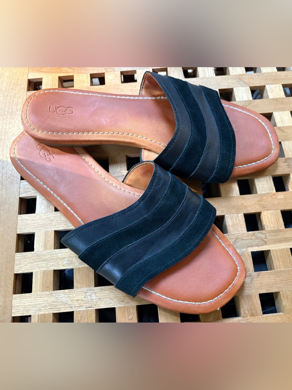 UGG leather slide sandals